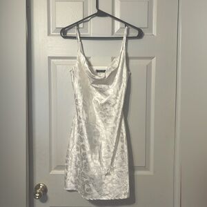 NASTY GAL white floral silky slip dress